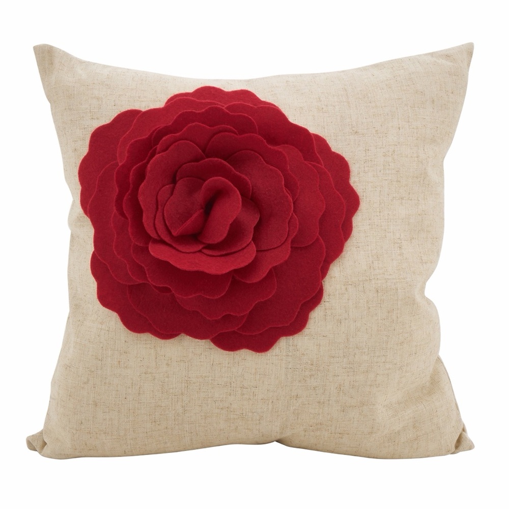 Red Floral Accent Pillow
